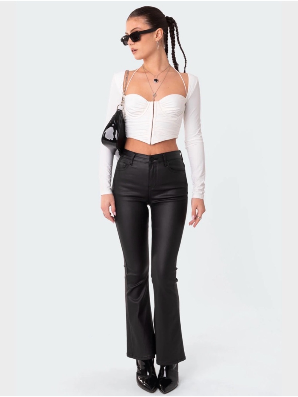 edikted petite luna faux leather pants